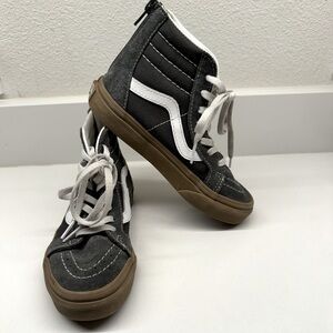 Vans K Sk8-hi Zip dark gray and brown high tops size 13